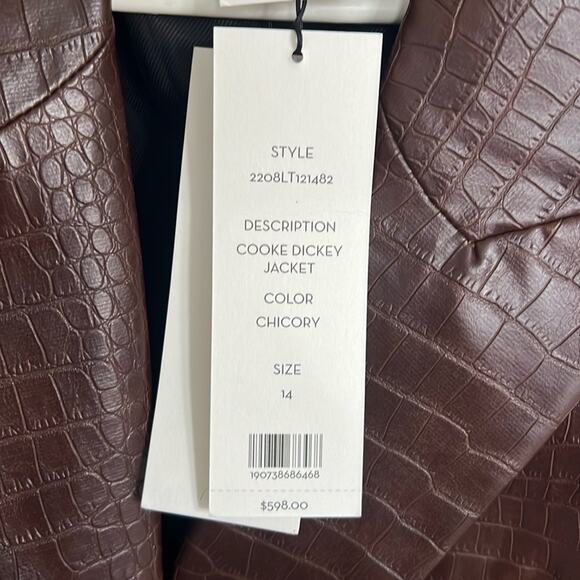 New NWT Veronica Beard Cooke Dickey Faux Croc Brown Jacket in Chicory - Picture 6 of 6